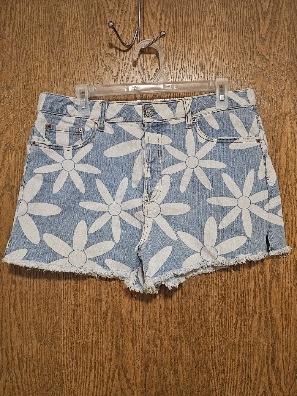 Vanilla Star Blue Denim Shorts with White Daisy Print